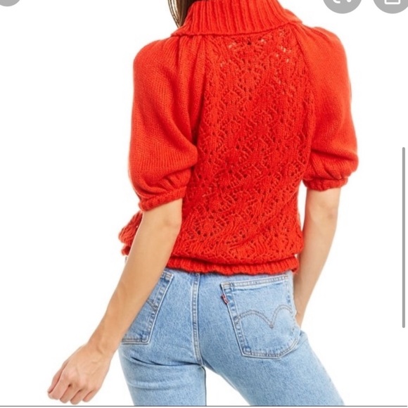 NWOT For Love and Lemons Francois Puff Sleeve Sweater Cardigan L - Picture 4 of 8